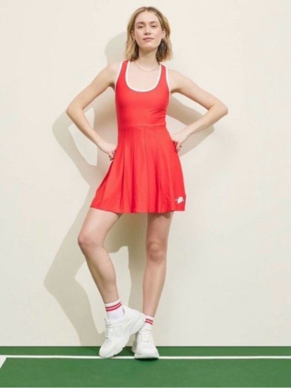 Prince S Red & White Pickleball Tennis Dress with Built in Shorts Small